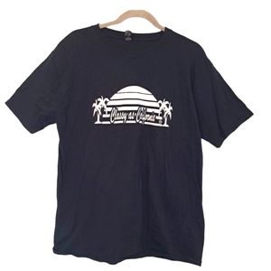 Anvil Black Classy as California Graphic Tee Palm Trees Sun Size Large